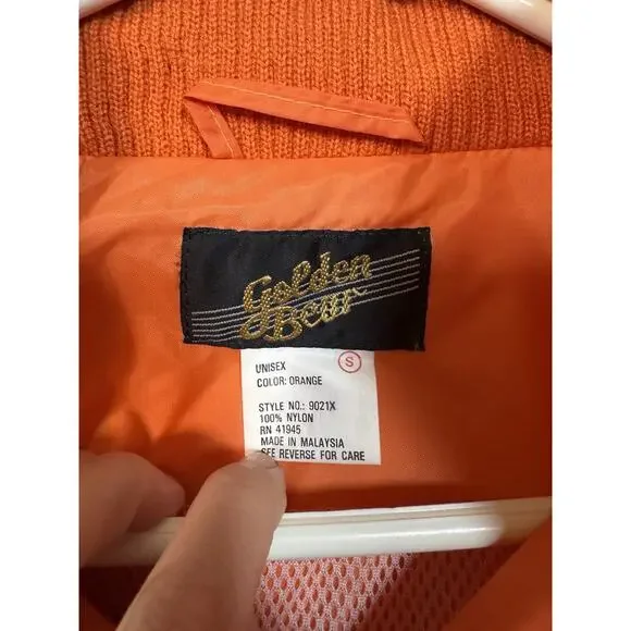 Vintage 90s Golden Bear Windbreaker Jacket Neon Orange Nylon Purple Accents S - Picture 5 of 11
